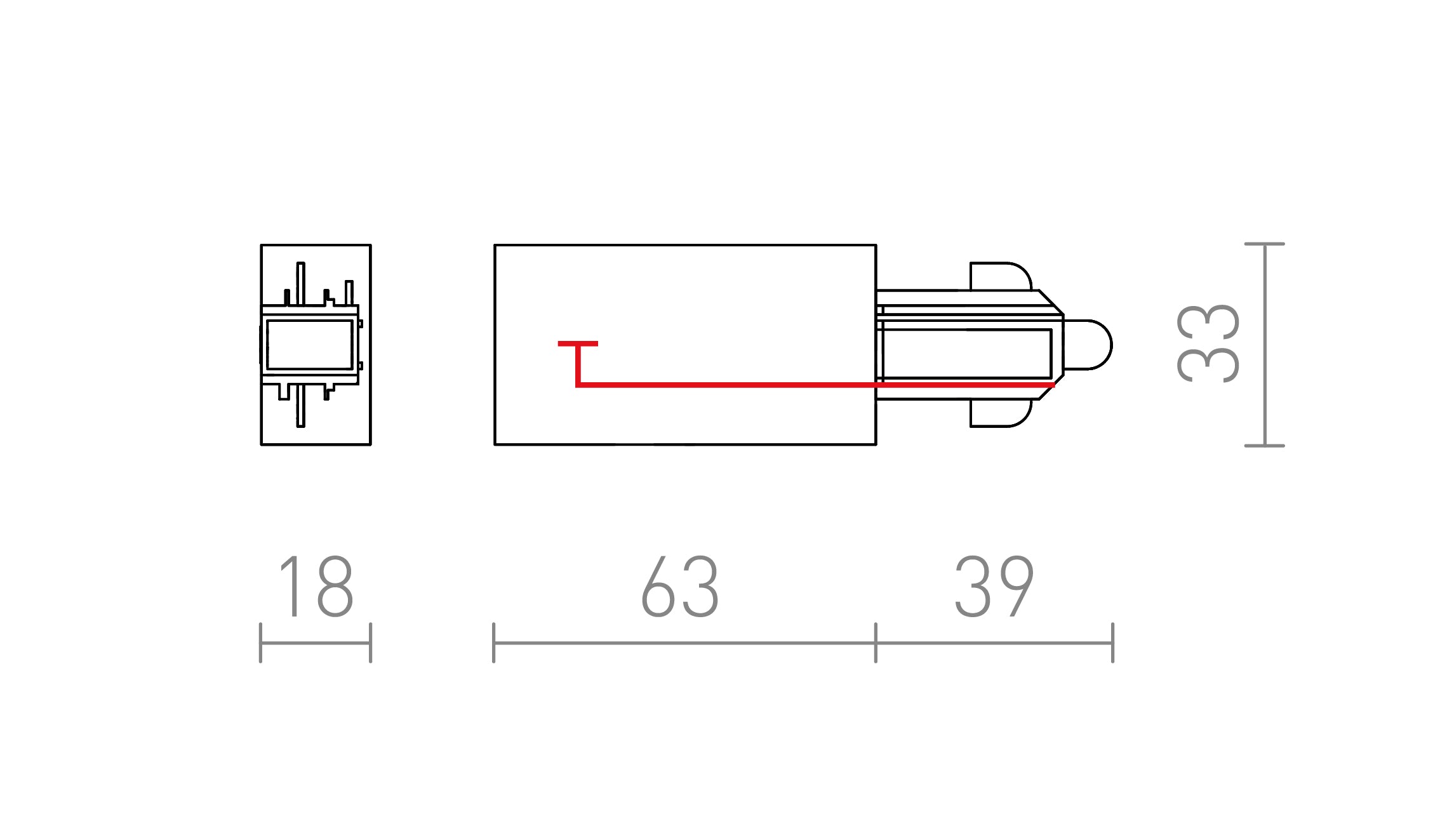 CONECTOR DE ALIMENTARE PENTRU ȘINĂ CU 1-CIRCUIT STĂNG  - Product sketch