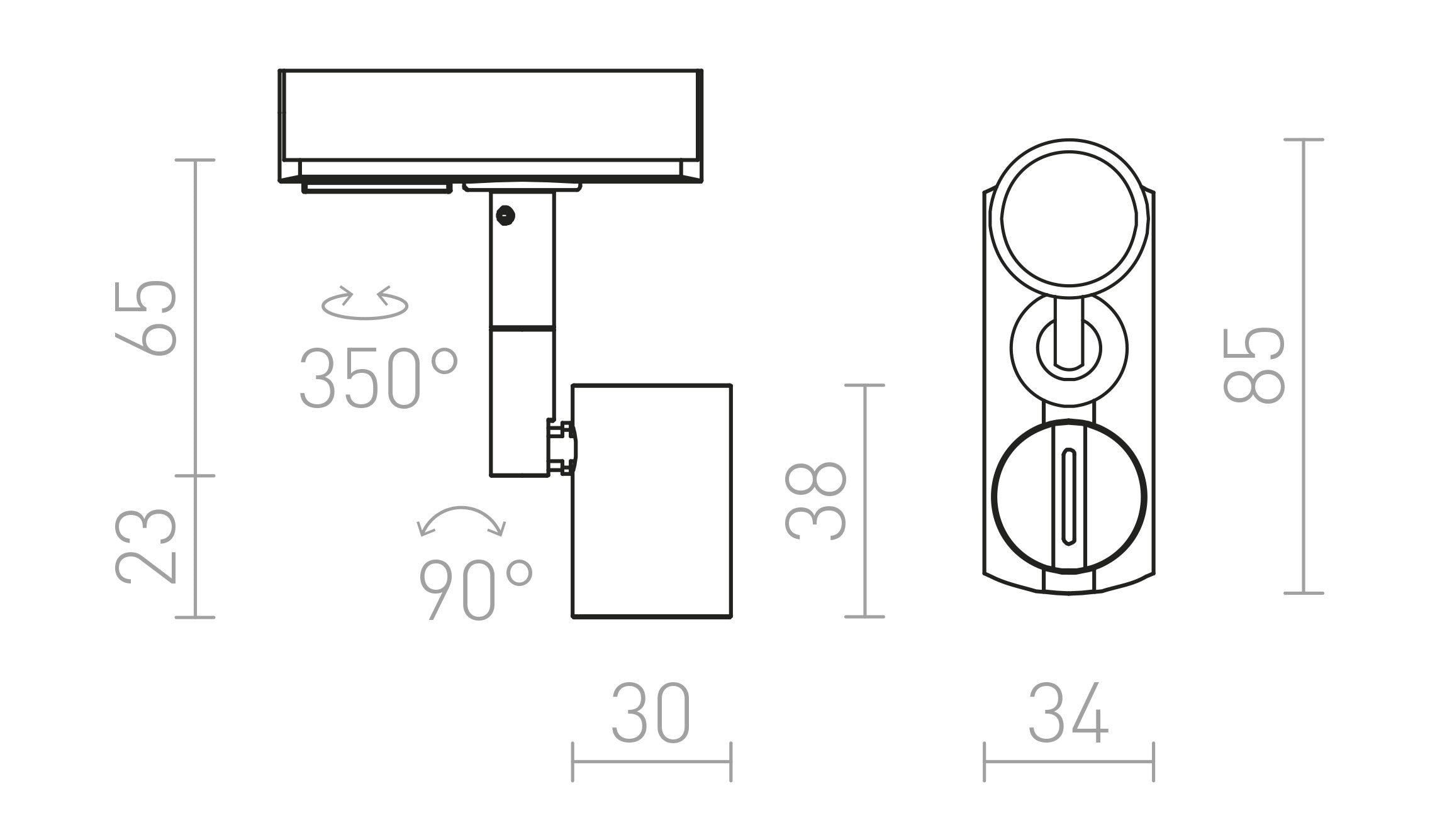 TRICA CU 1-CIRCUIT PE ȘINĂ - Product sketch