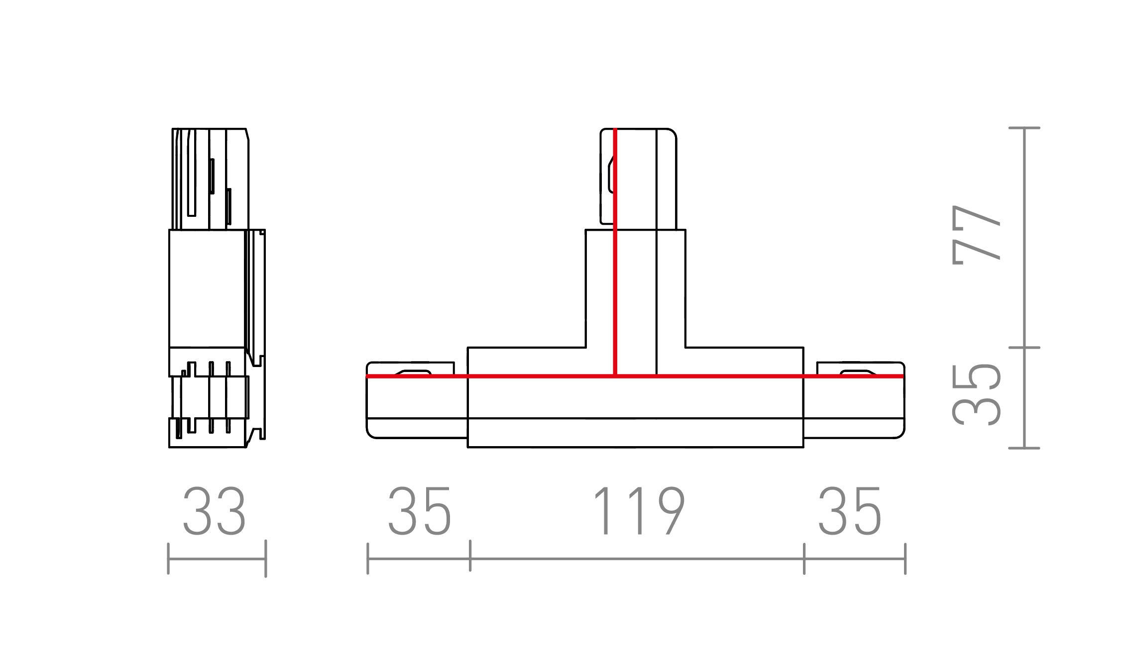 EUTRAC T CONECTOR DREAPT - Product sketch