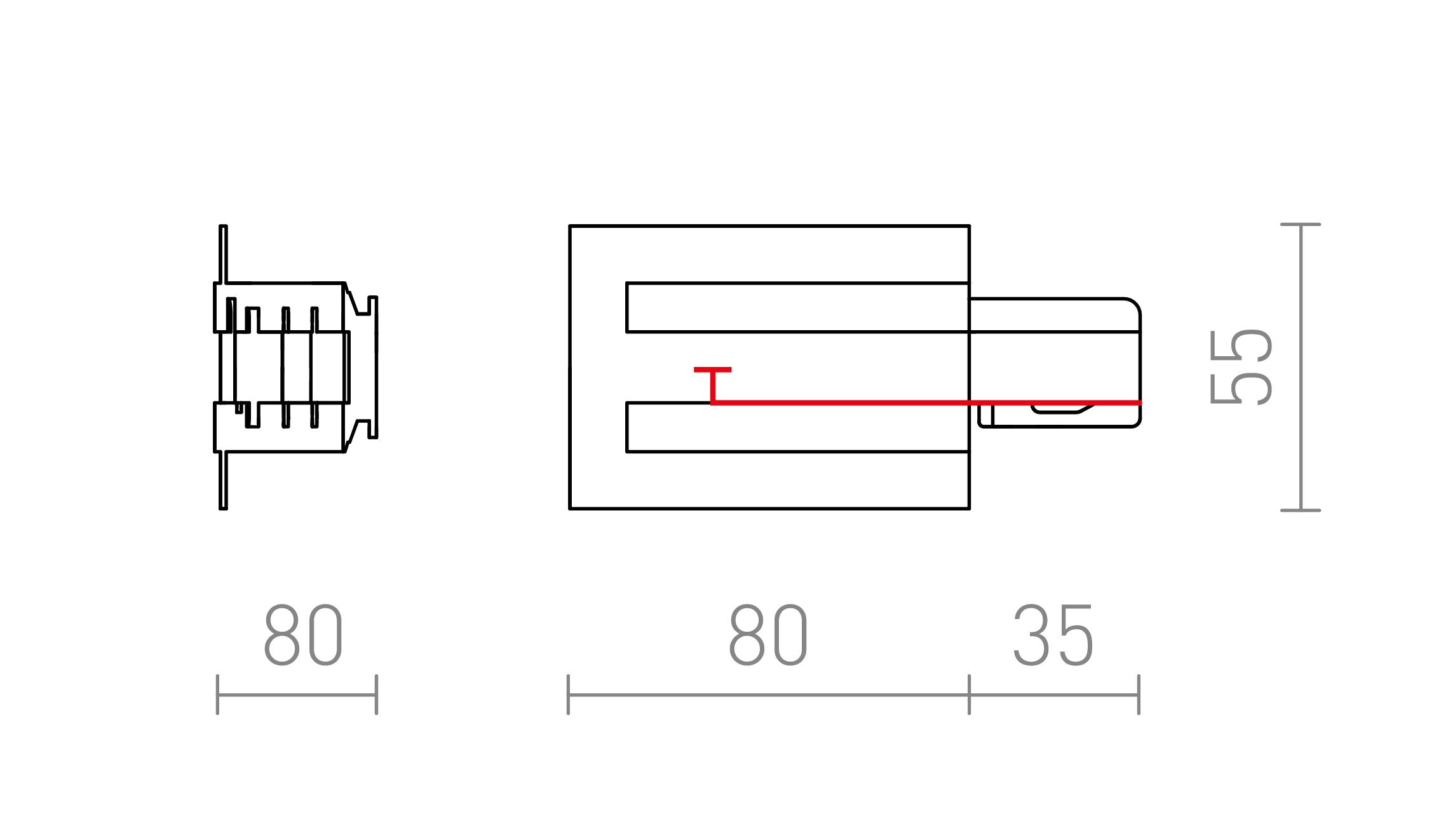 EUTRAC ALIMENTARE STÂNGĂ CU ȘINĂ ÎNCASTRATĂ - Product sketch