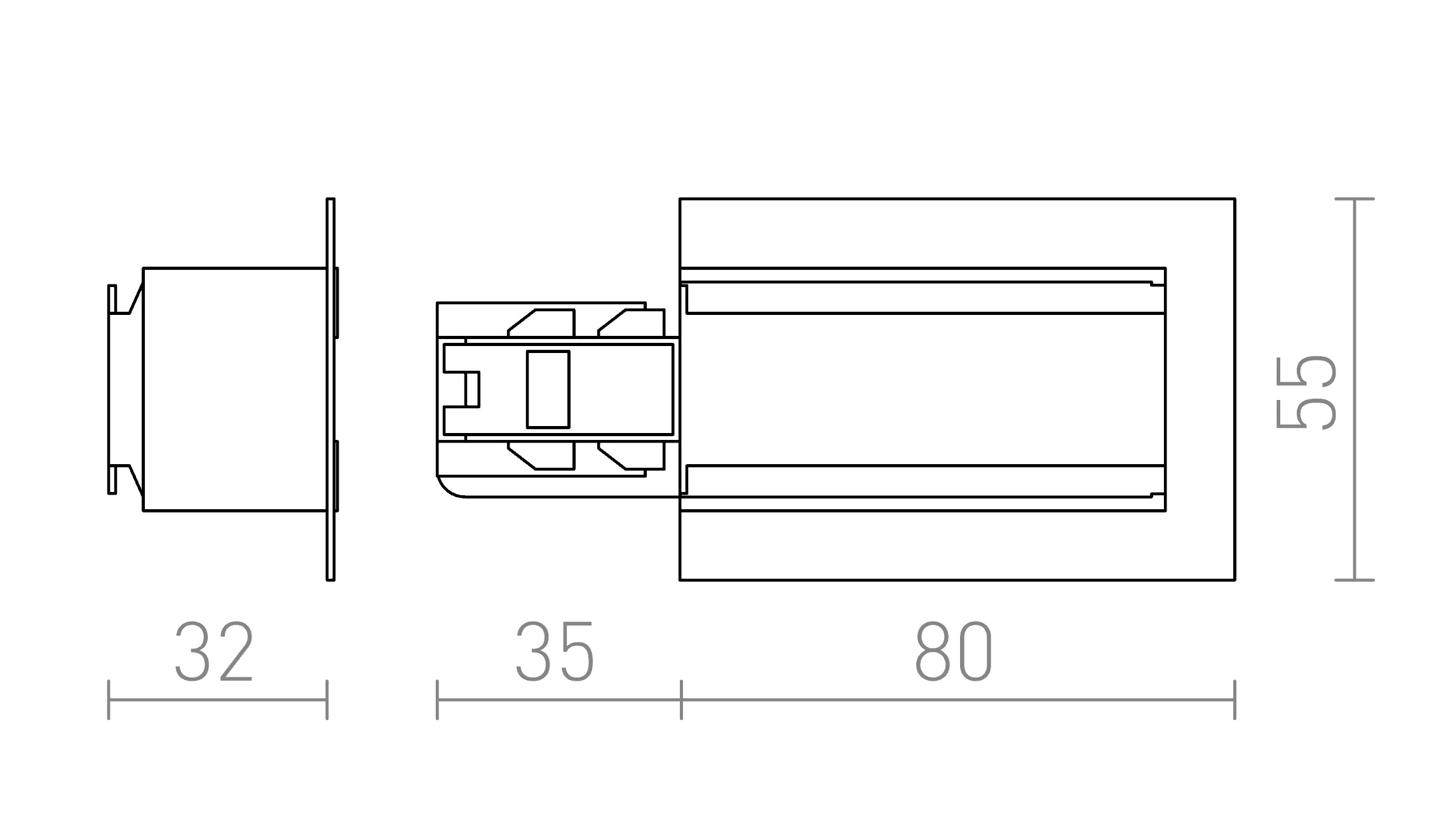 EUTRAC ALIMENTARE DREAPTĂ PENTRU ȘINĂ ÎNCASTRATĂ - Product sketch