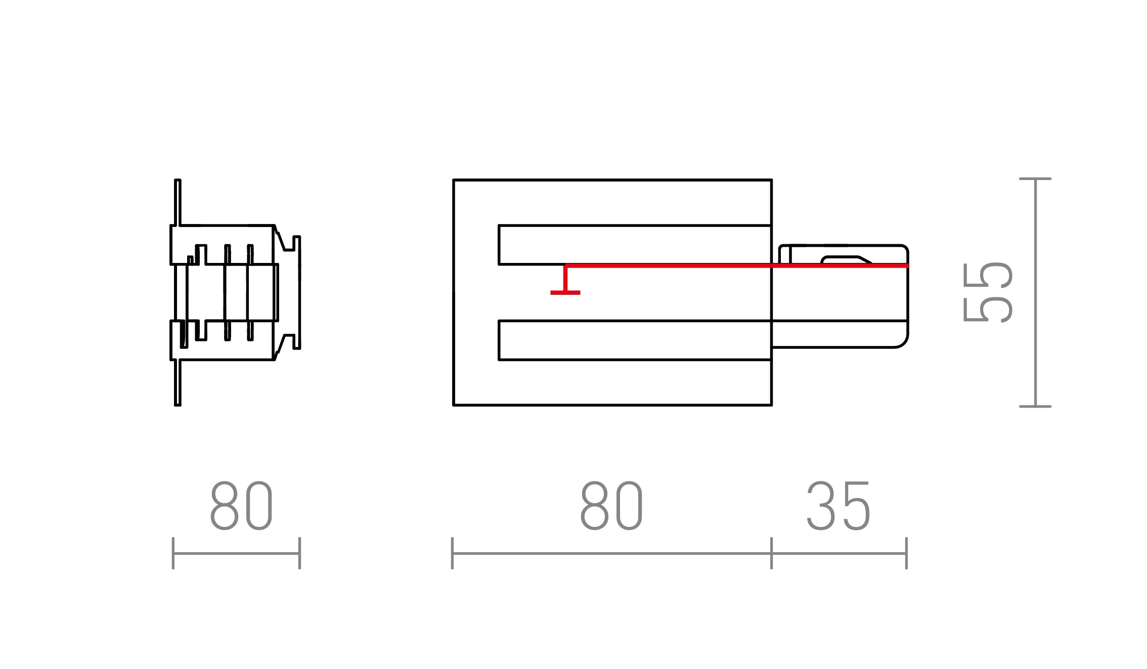 EUTRAC ALIMENTARE DREAPTĂ PENTRU ȘINĂ ÎNCASTRATĂ - Product sketch