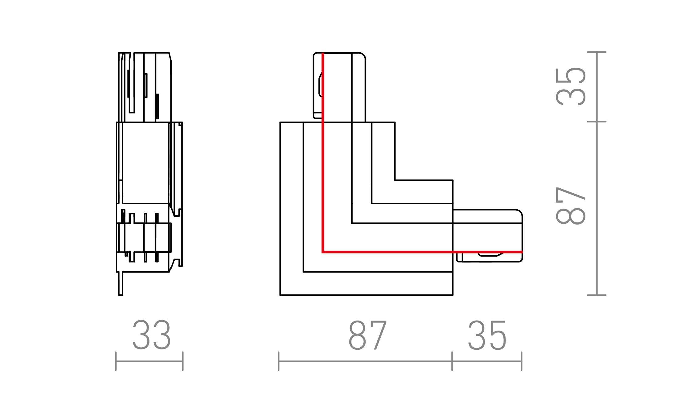 EUTRAC L CONECTOR EXTERIOR PENTRU ȘINĂ ÎNCASTRATĂ - Product sketch