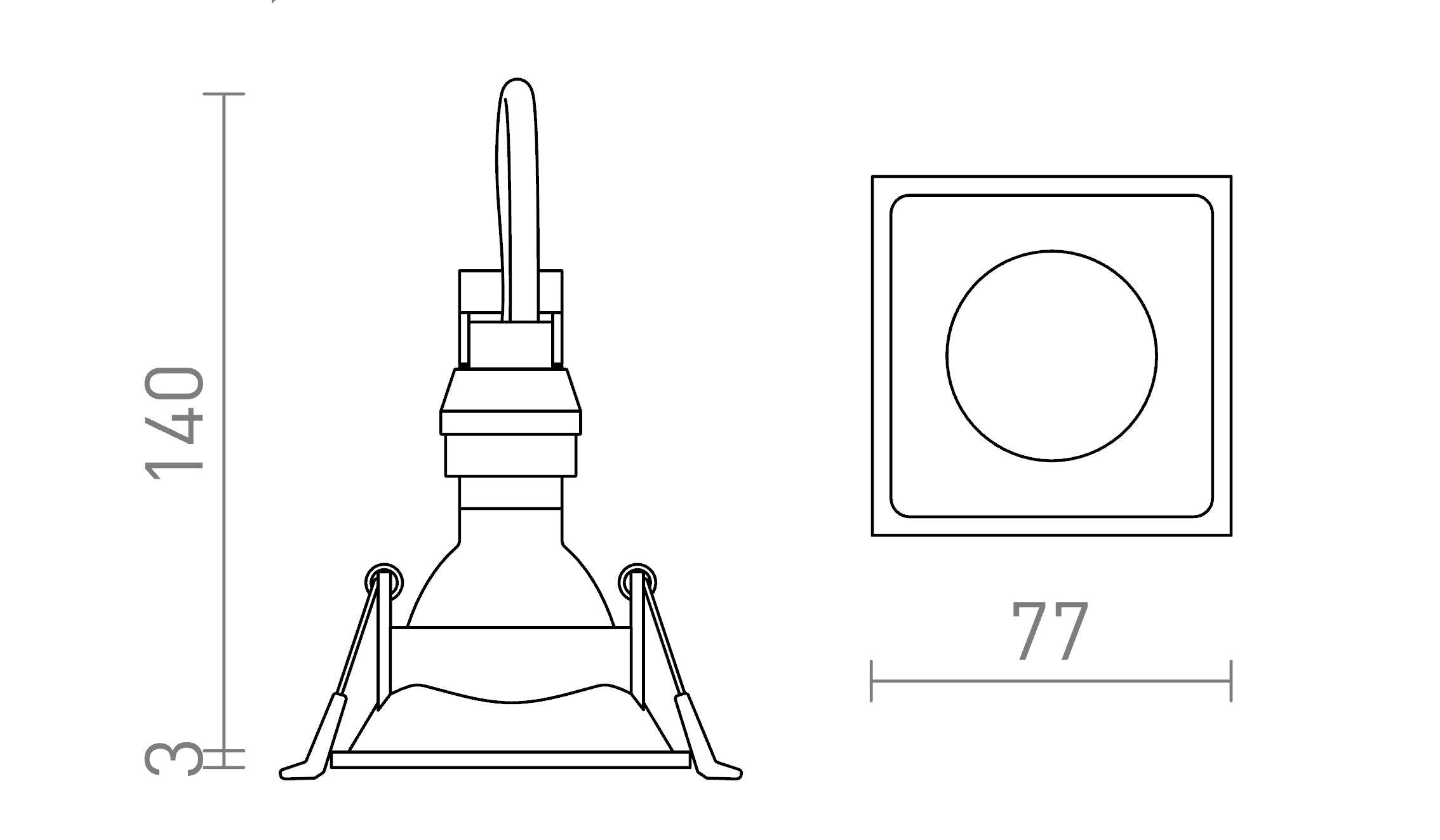 ZURI SQ încastrat lampă - Product sketch