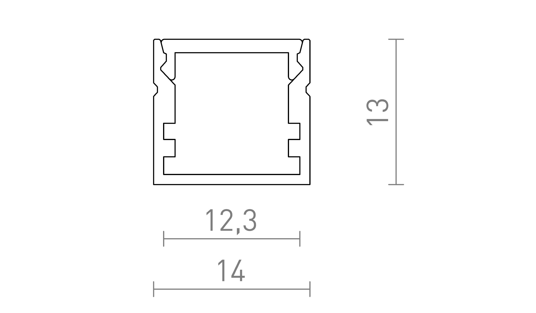 LED PROFIL C MONTAT PE SUPRAFAȚĂ - Product sketch