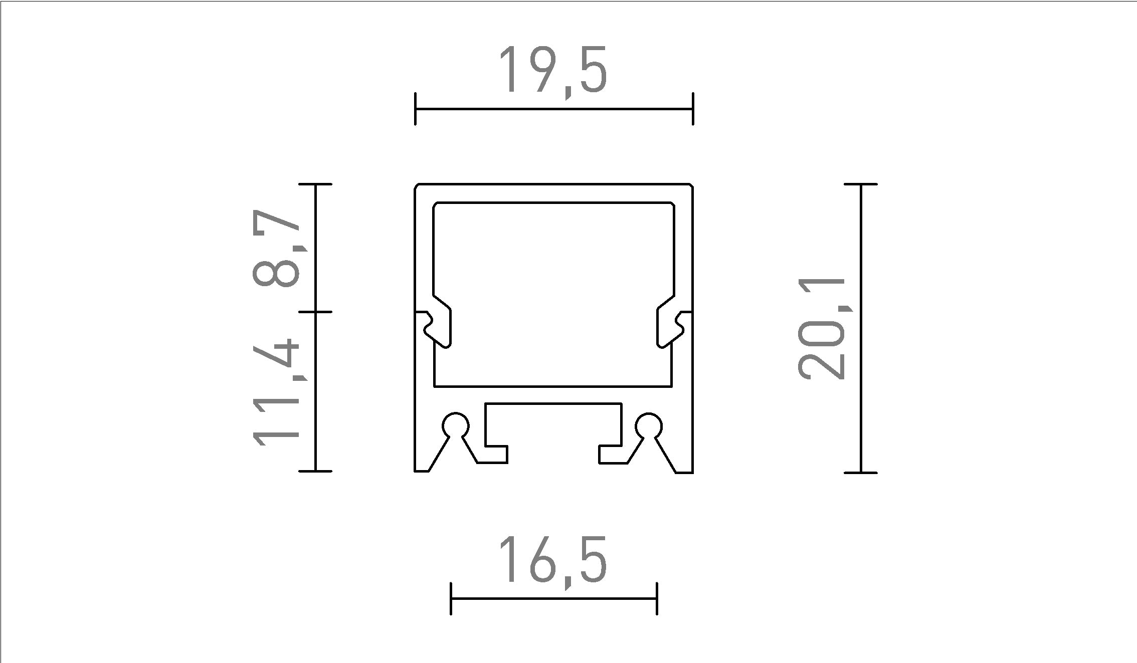 LED PROFIL D MONTAT PE SUPRAFAȚĂ - Product sketch