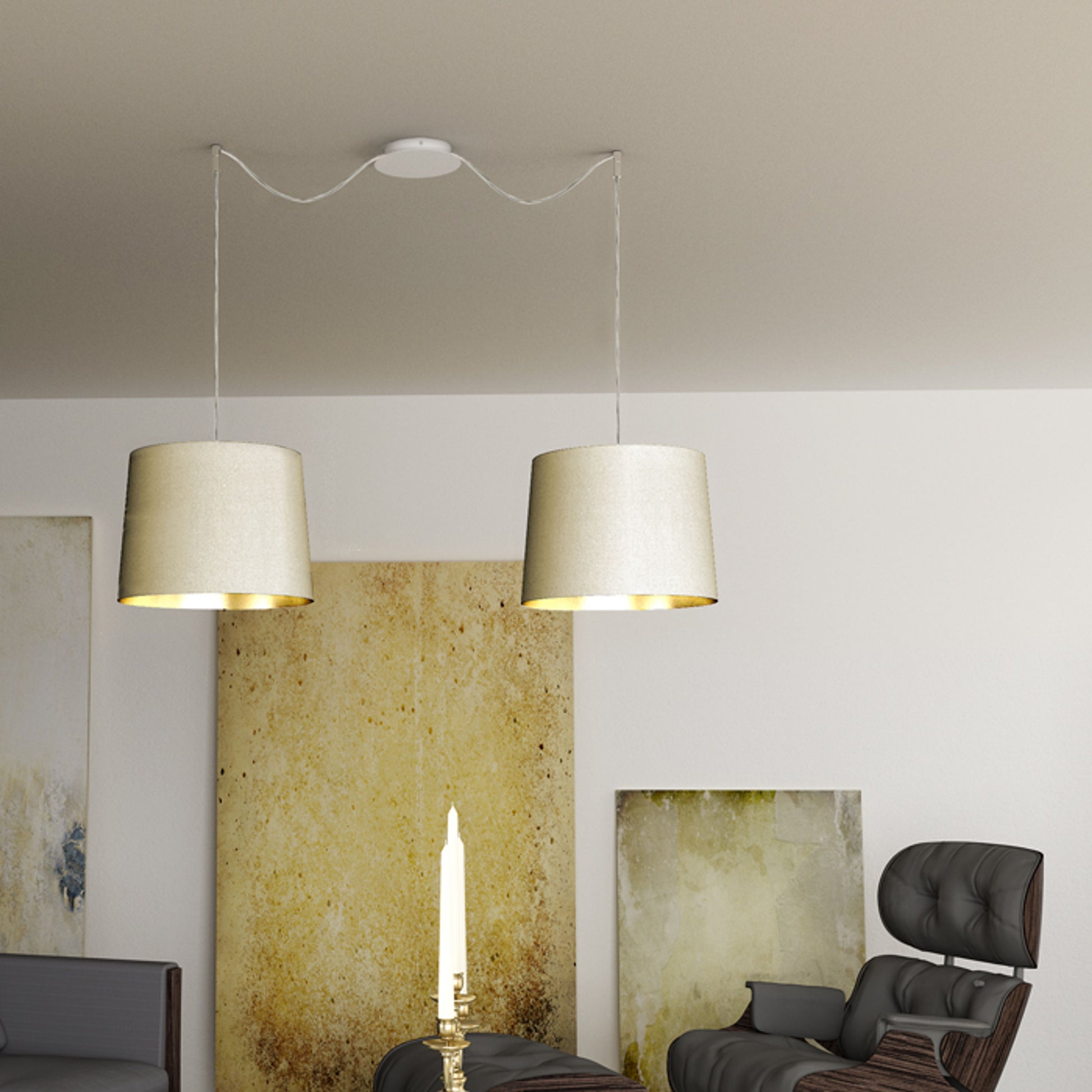 RENDL shades, shade bases, pendent sets ASPRO 40/30 shade  Monaco dove gray/silver PVC  max. 23W R11589 9