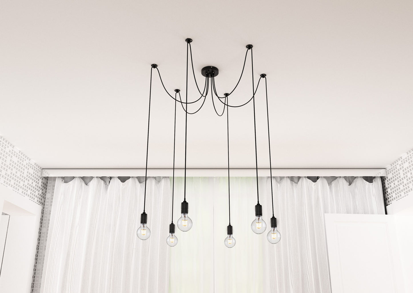 RENDL pendant lamp CINDY VI pendant black  230V LED E27 6x15W R12054 11