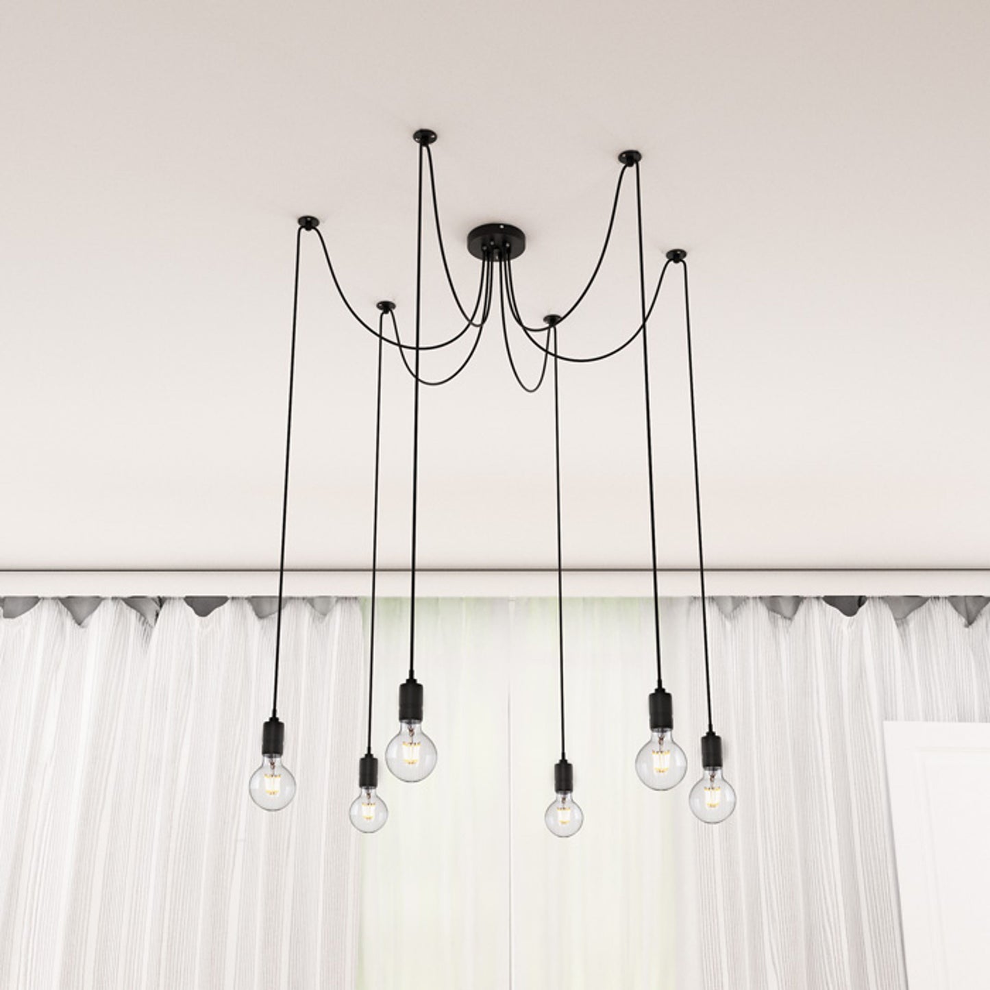 RENDL pendant lamp CINDY VI pendant black  230V LED E27 6x15W R12054 7