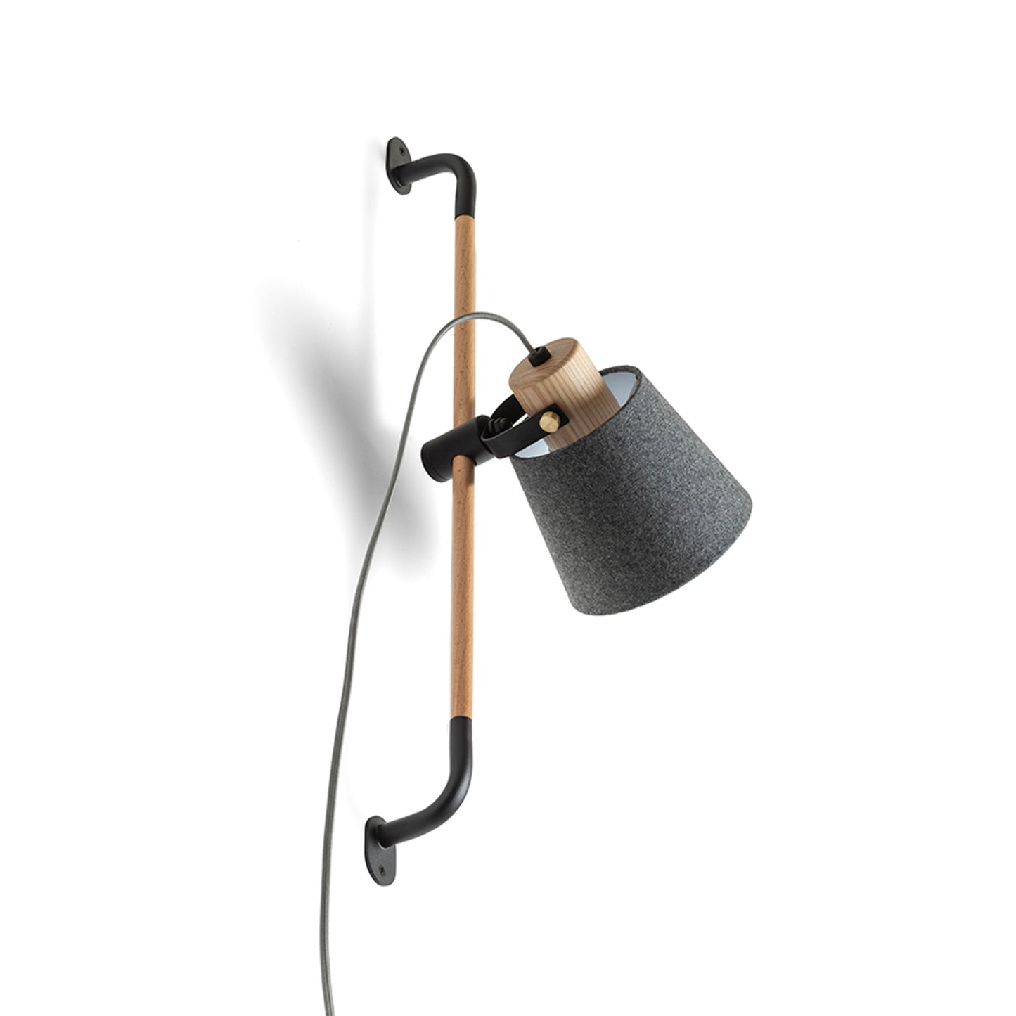 RENDL spotlight CHOUPETTE wall adjustable black grey textile/wood 230V LED E27 11W R13649 1