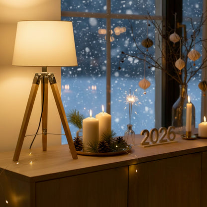 RENDL table lamp ALVIS/AMBITUS 30 table  Polycotton white/bamboo 230V LED E27 15W R14041 6