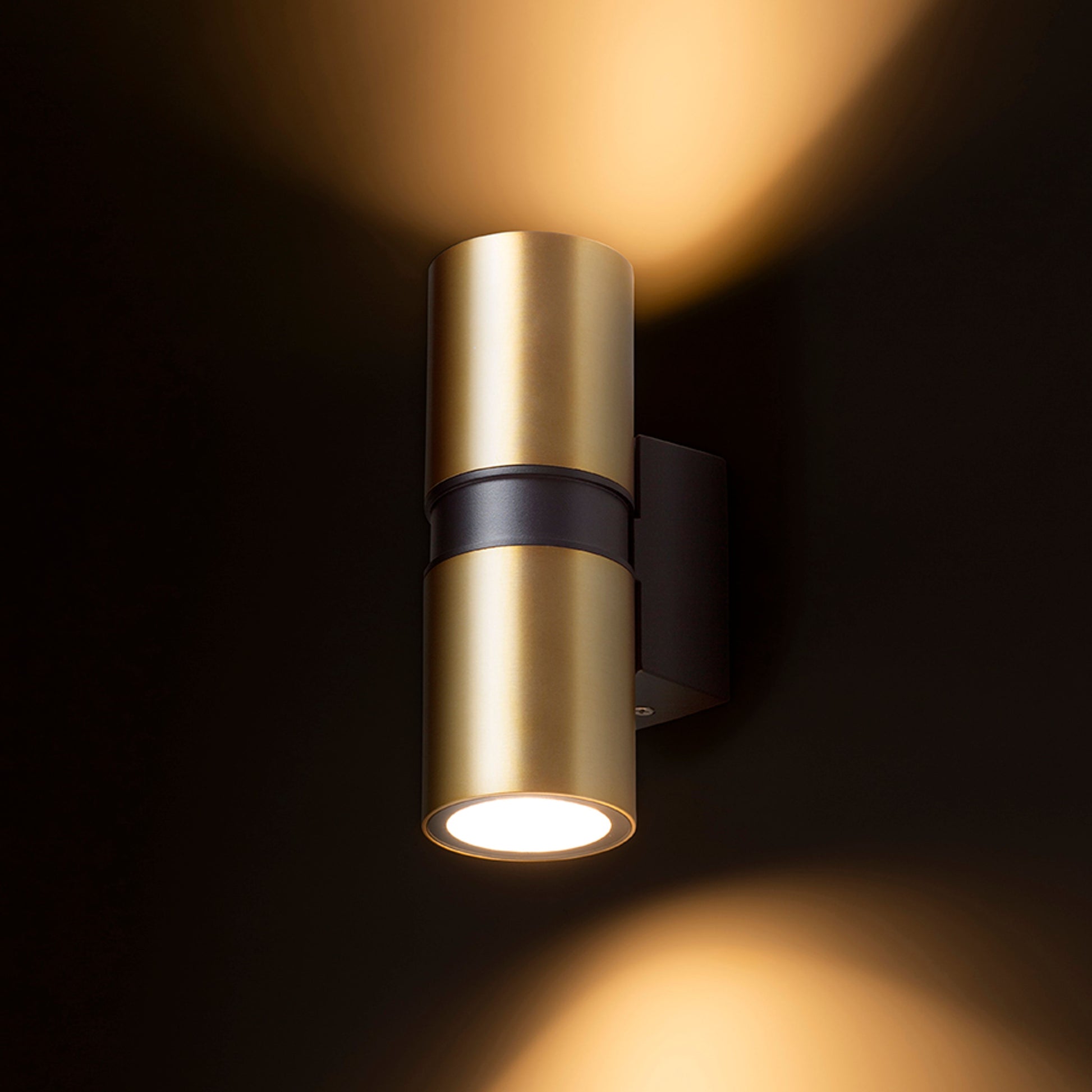 RENDL outdoor lamp MANO wall brushed brass/black 230V LED GU10 2x8W IP54 R14127 3