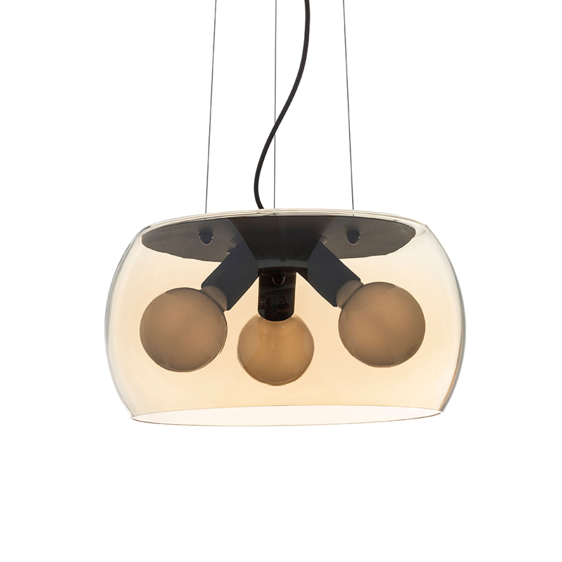 RENDL pendant lamp AMANDA pendant matte black amber-colored glass 230V LED E27 3x15W R14135 4